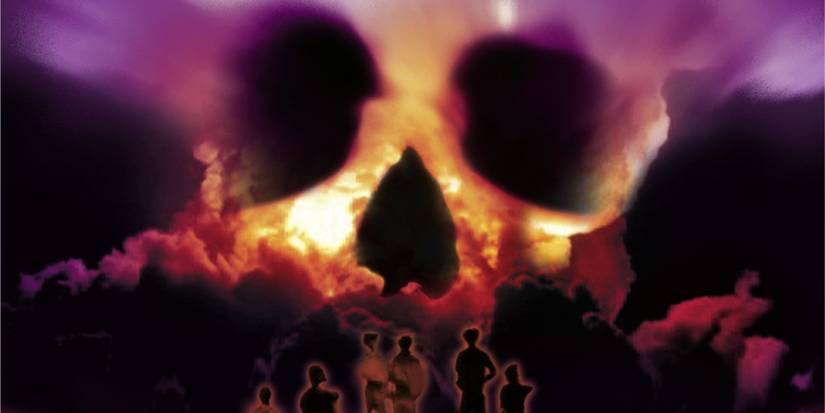 Capa alternativa do livro Swan Song de Robert McCammon com caveira e explosão nuclear