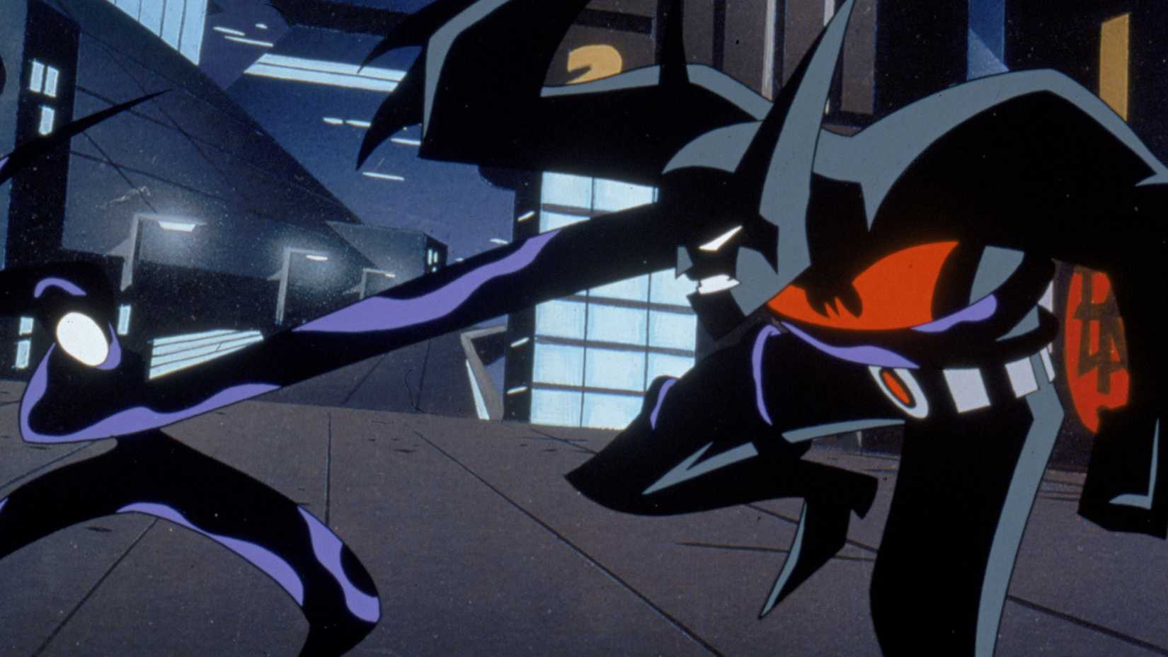 Inque e Batman lutando em Batman do Futuro.