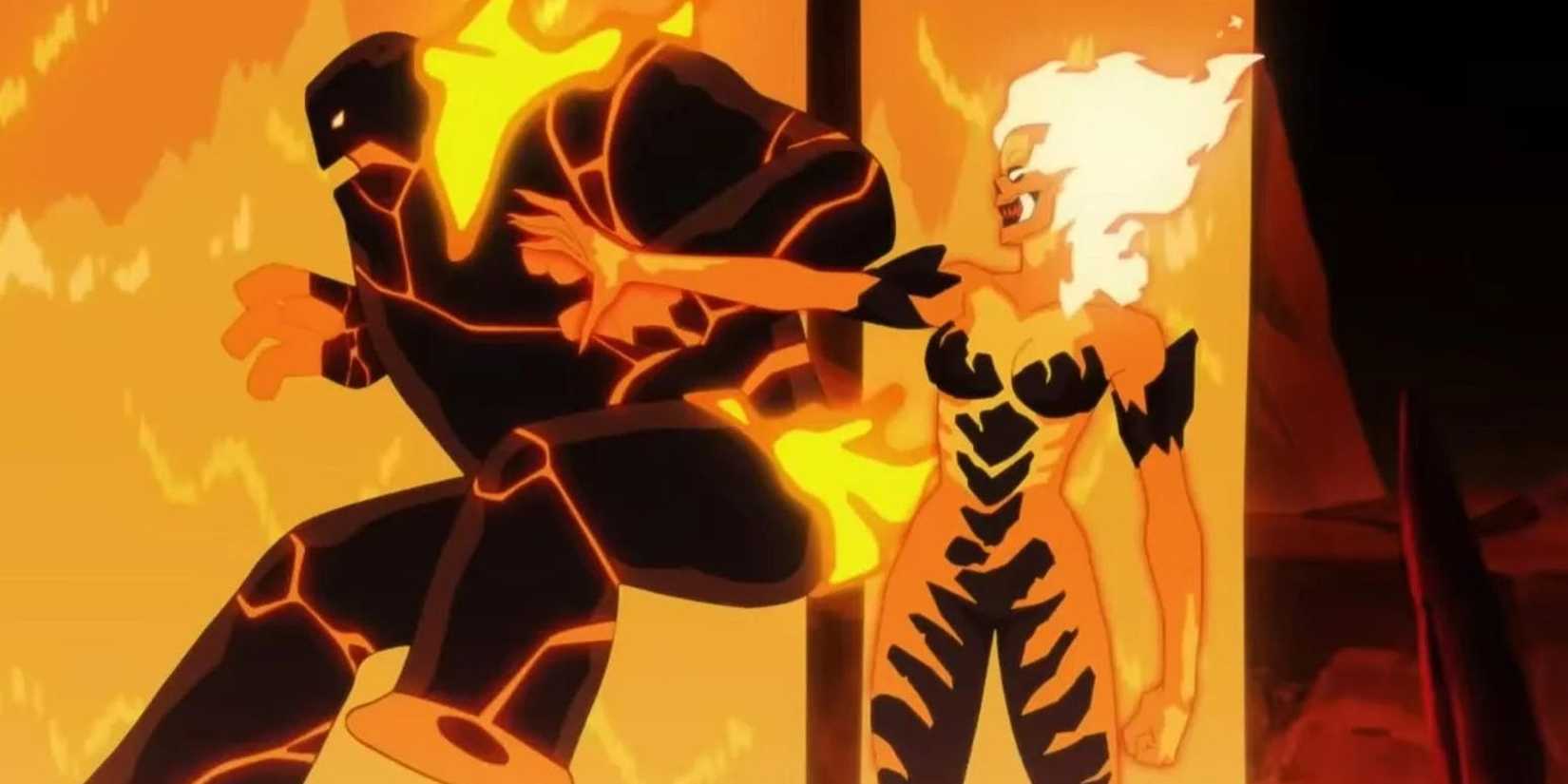Volcanikka com uma criatura de lava em Invincible