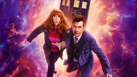 Catherine Tate and David Tennant traveling space in Doctor Who's 60th anniversary.