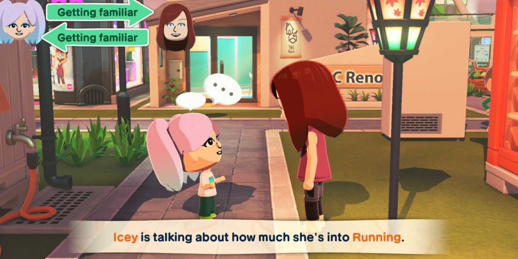 characters talking about running in Tomodachi Life Living The Dream