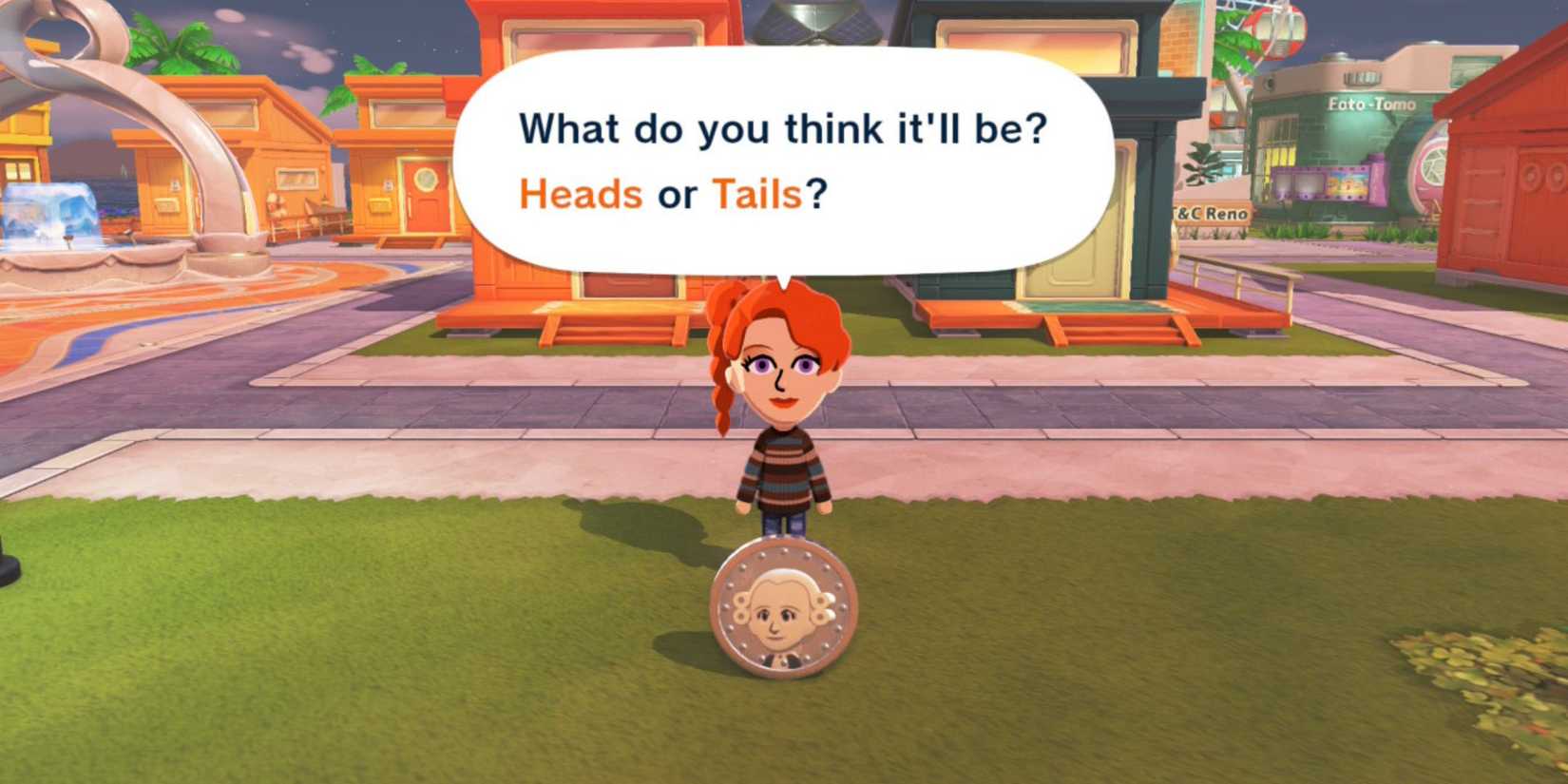 coin spin quiz minigame in Tomodachi Life Living the Dream