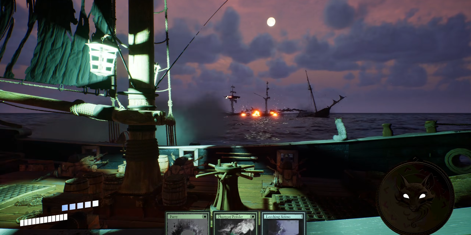 Cursed Tails ships firing at night