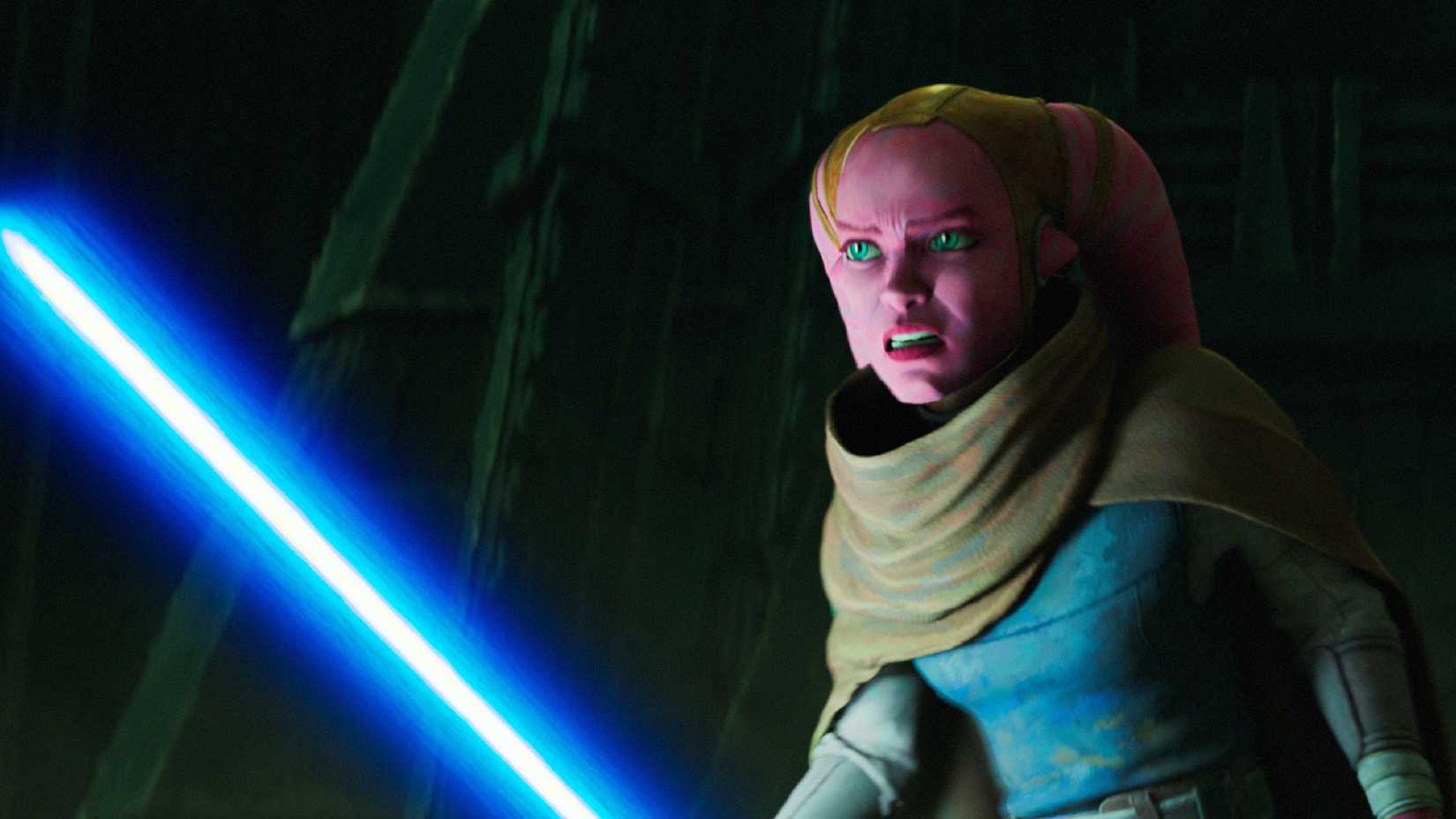 Devon Izara wielding a blue lightsaber in Maul - Shadow Lord
