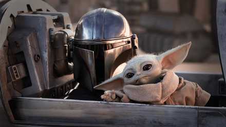Din Djarin and Grogu in a cockpit together in The Mandalorian