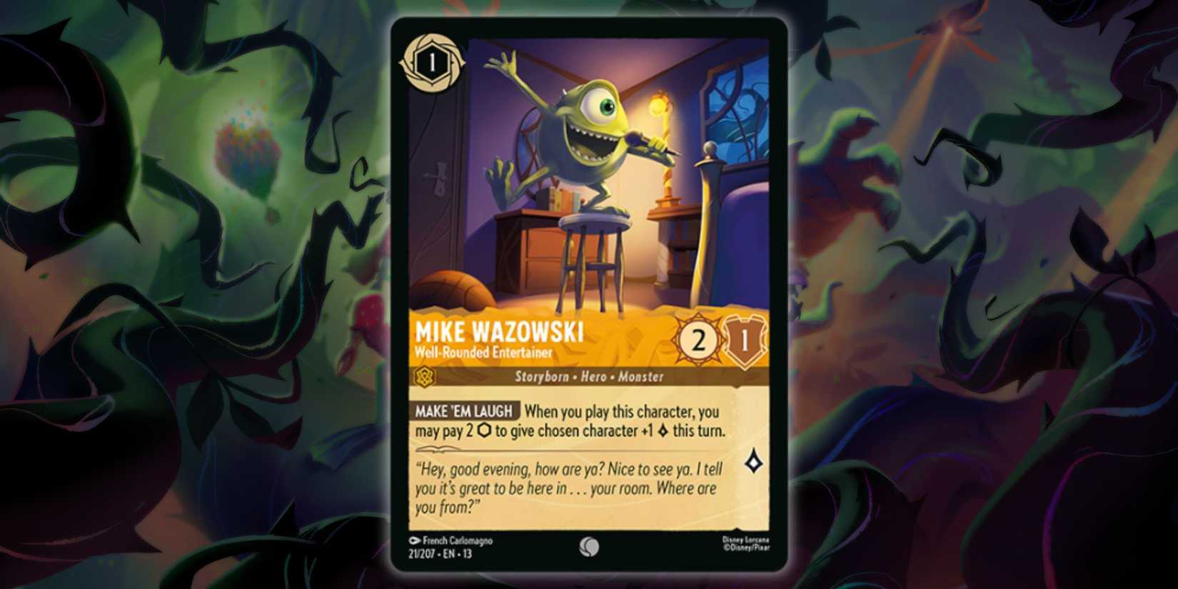 Disney Lorcana Attack of the Vine card for Mike Wazowski Well-Rounded Entertainer
