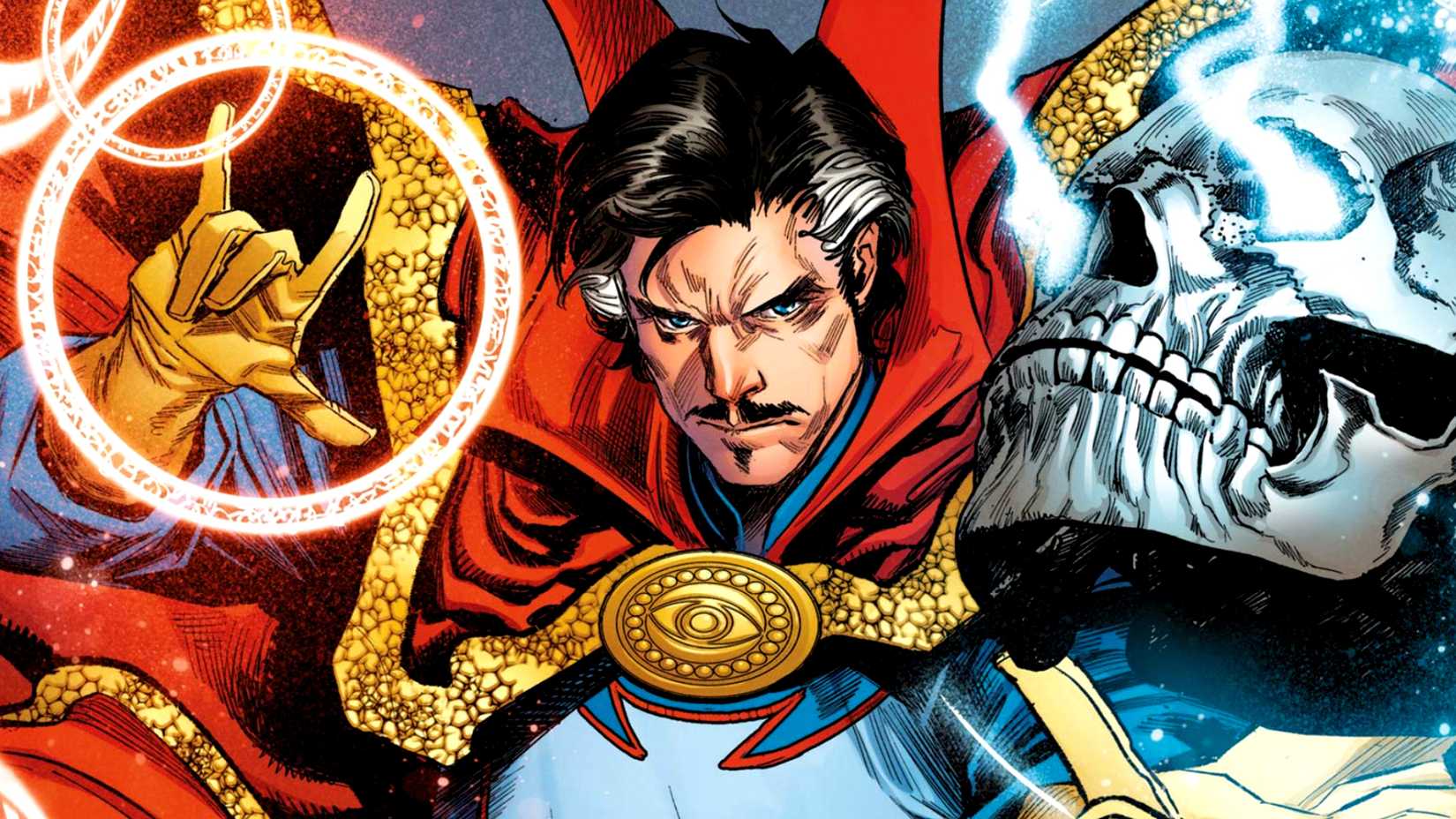 Doctor Strange performs multiple magical spells in Marvel Comics cover art