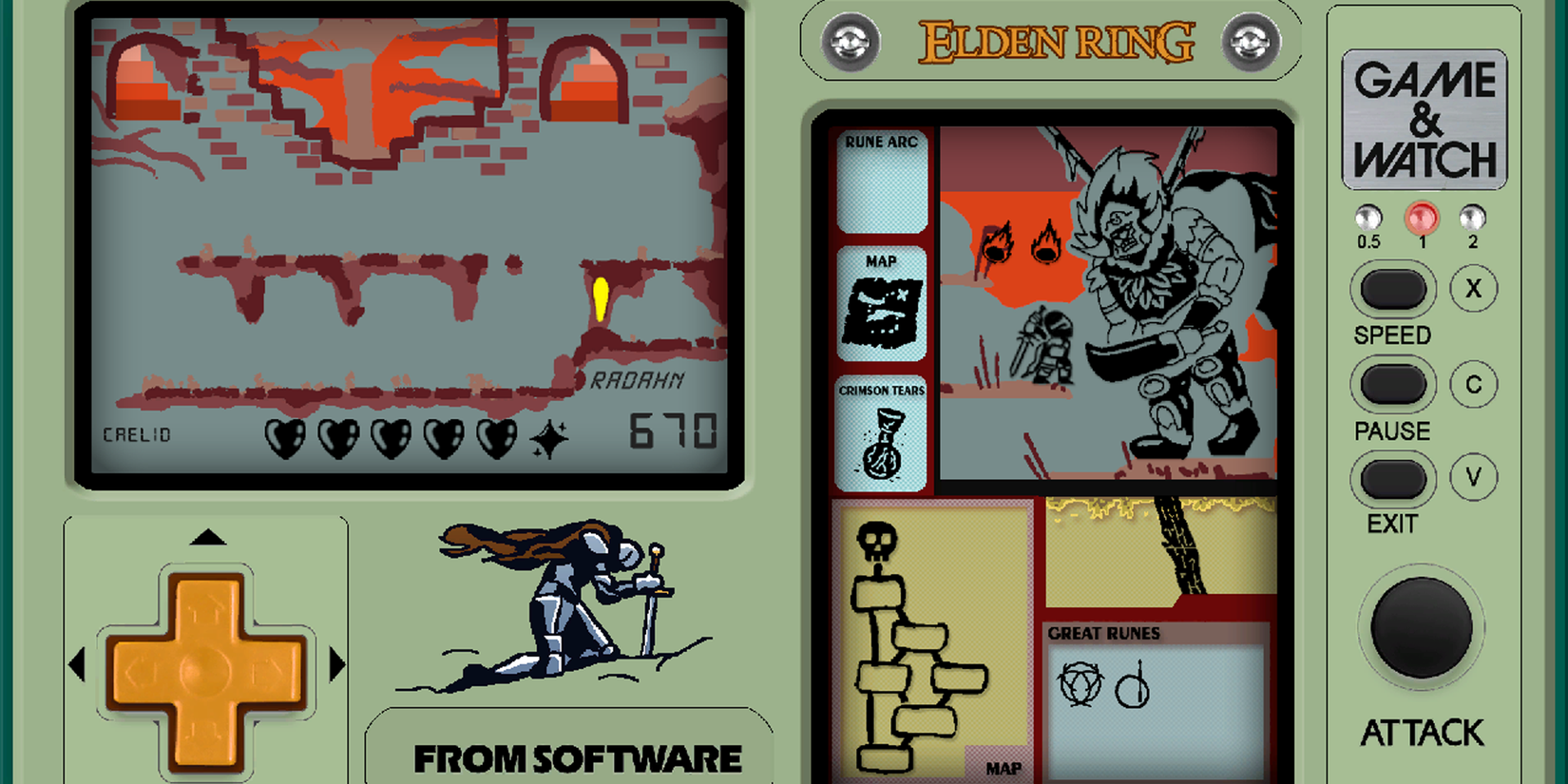 Elden Ring Game and Watch style Radahn Fight