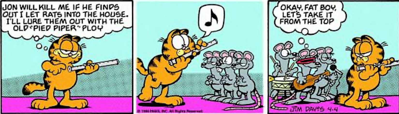 Garfield, April 4, 1986, Garfield starts a band with some mice