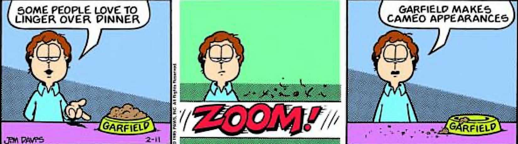 Garfield, February 11, 1986, Garfield eats dinner in an instant