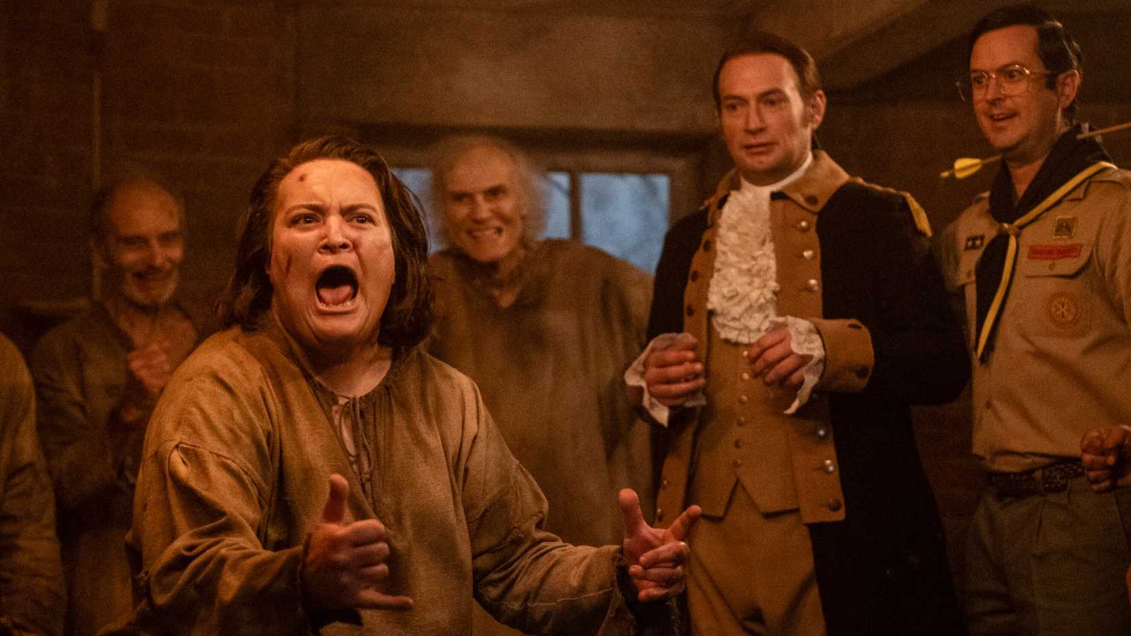 Ghosts' Betsy Sodaro, Arthur Holden, Brandon Scott Jones, and Richie Moriarty Looking Excited