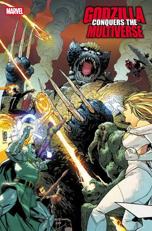 godzilla conquers the multiverse cover showing wolverine godzilla claws