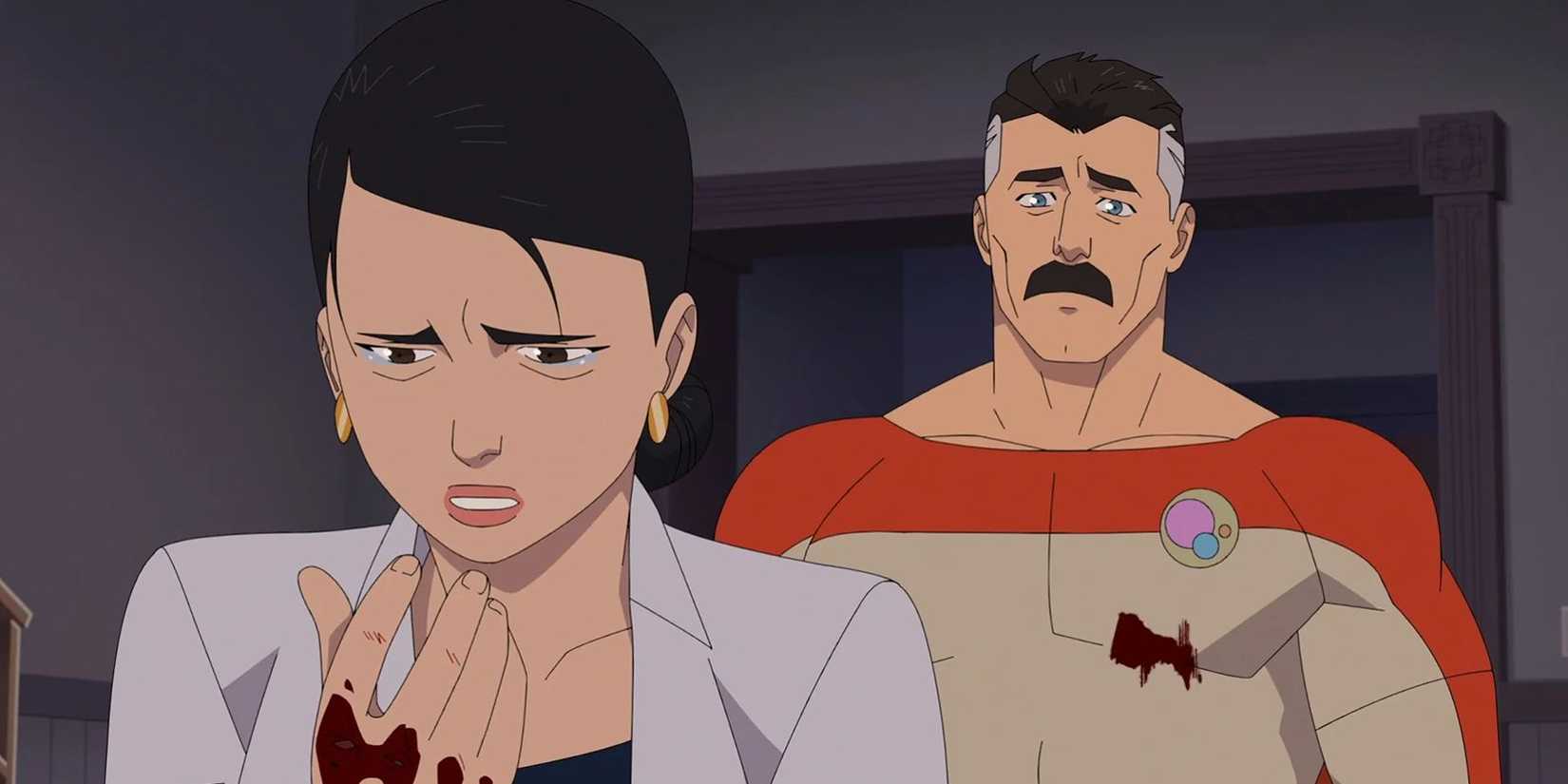 Debbie crying after hurting herself when she punched Nolan