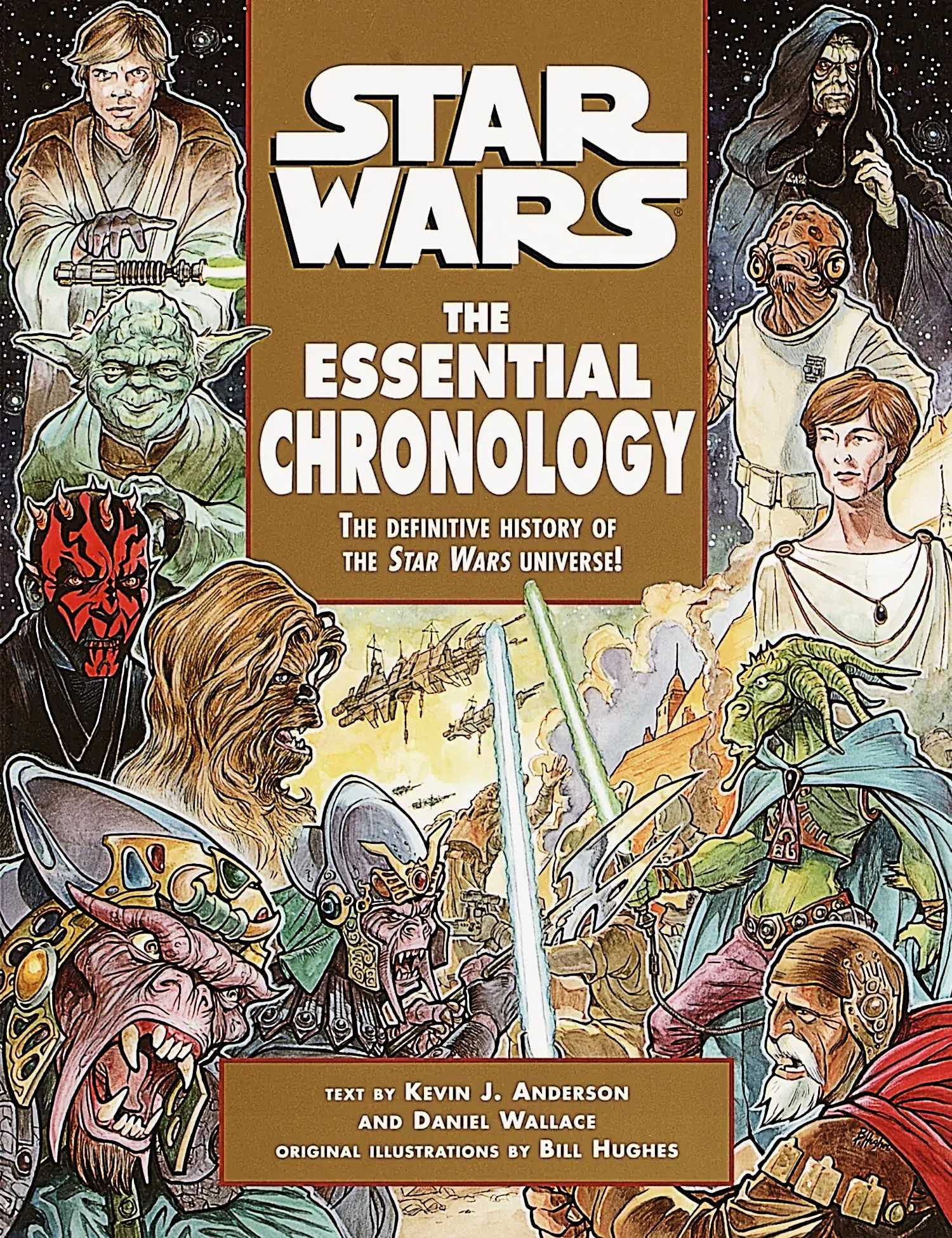 Illustrated cover of Star Wars Essential Chronology featuring characters from various eras
