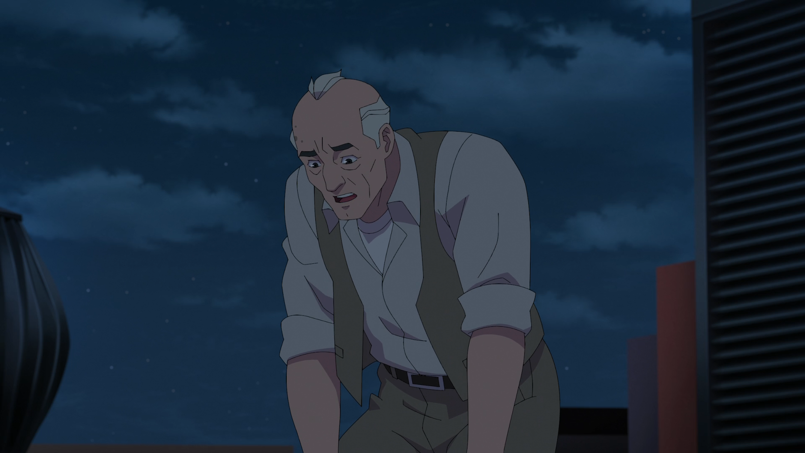 Art recuperando o fôlego após um encontro intenso com Omni-Man em Invincible