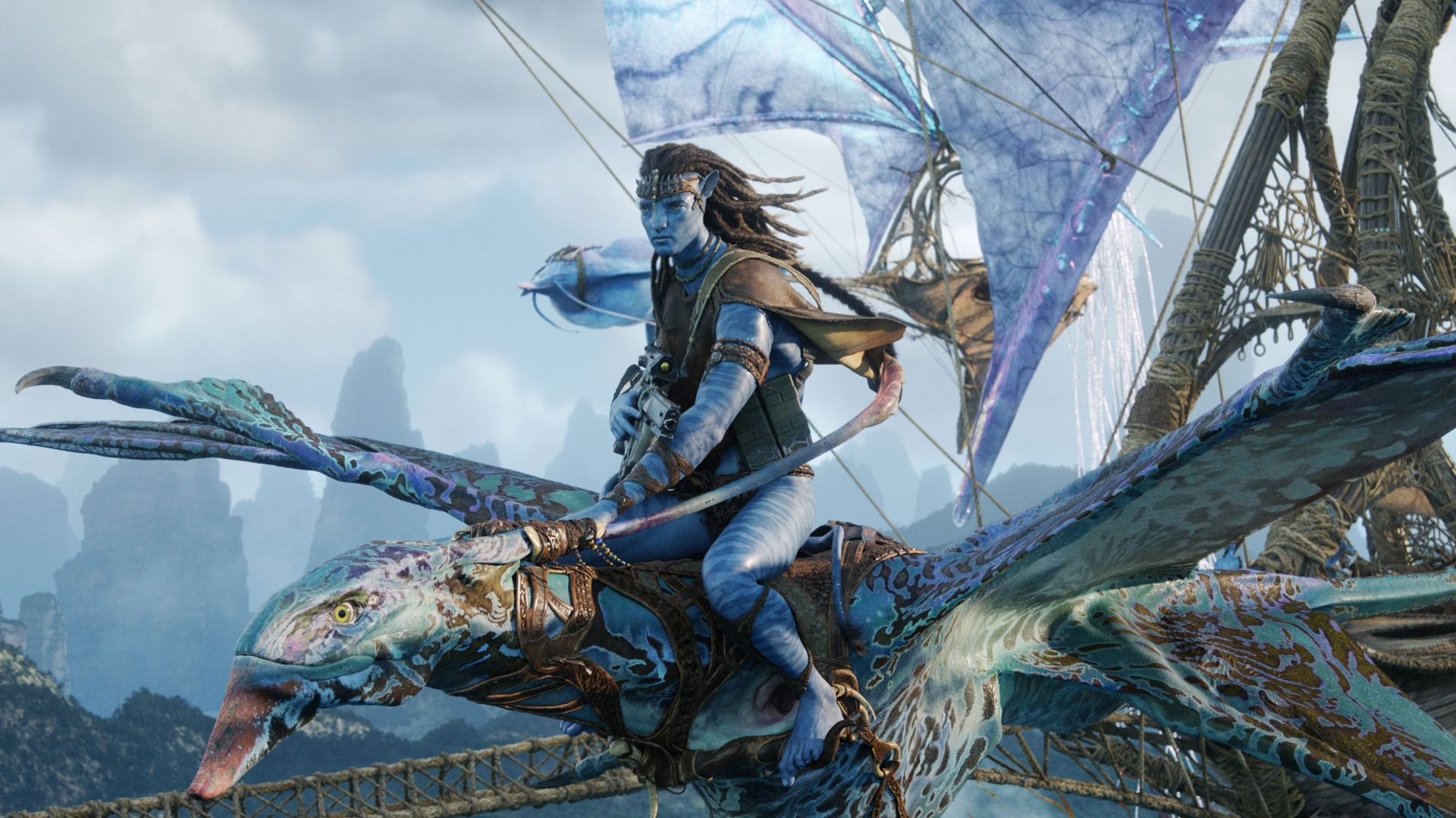 Jake rides an Ikran in Avatar Fire and Ash