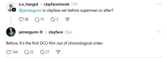 james gunn addresses clayface and superman dcu timelines