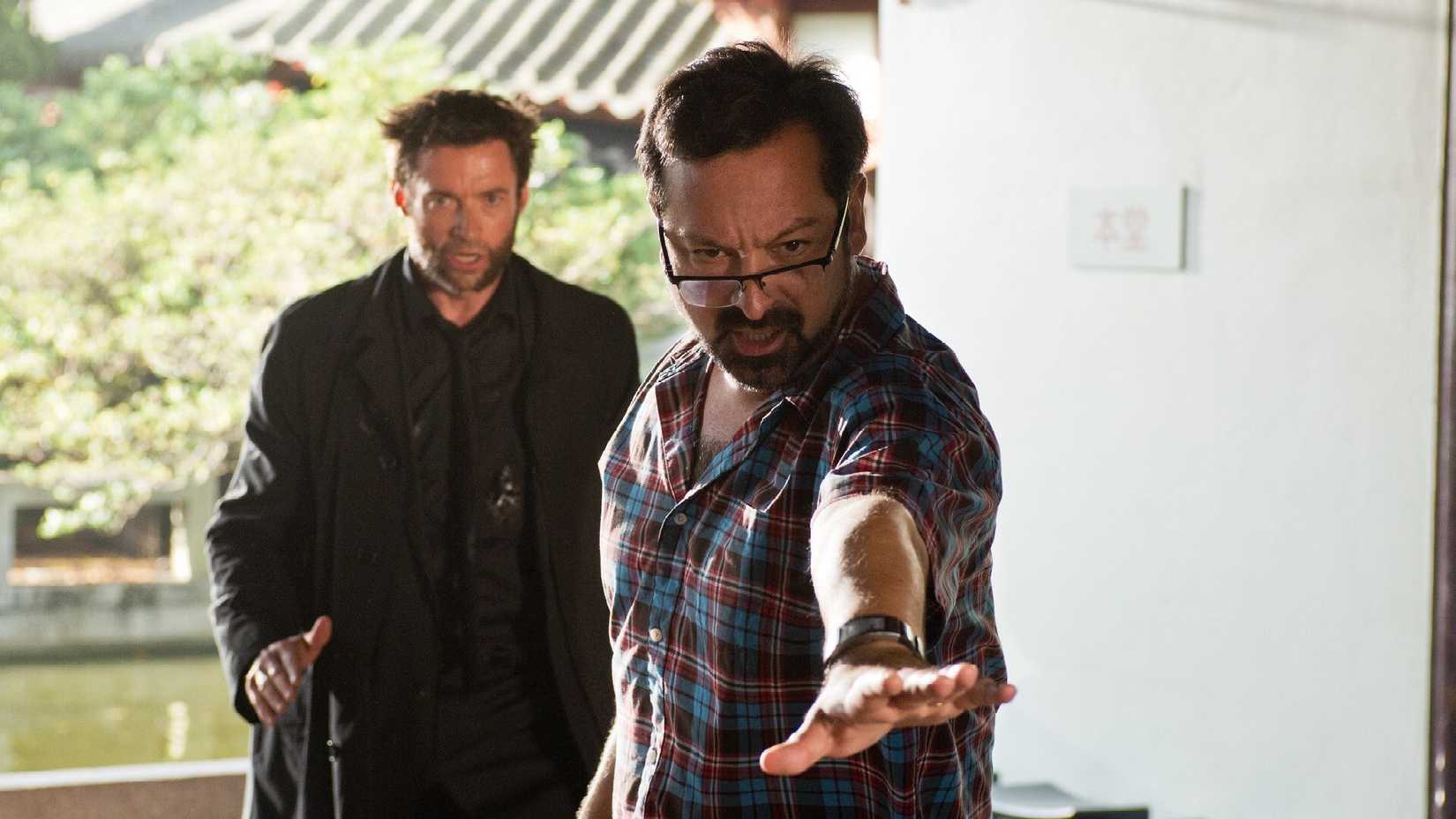 James Mangold e Hugh Jackman no set de The Wolverine