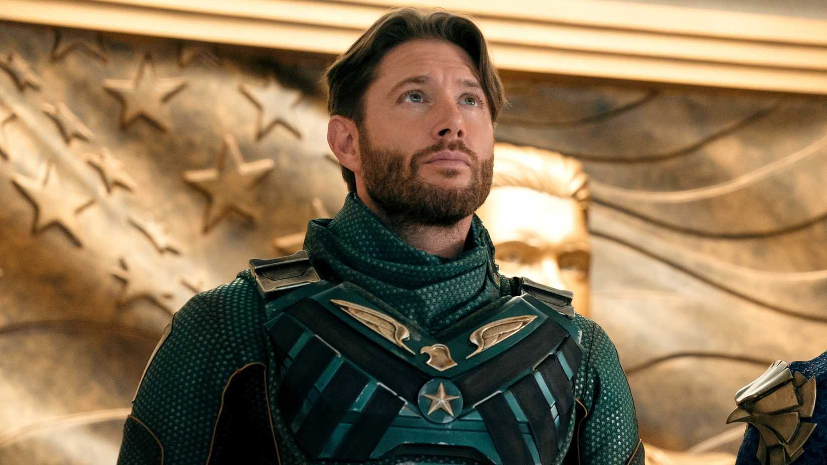 Jensen Ackles as Soldier Boy looking up in The Boys season 5