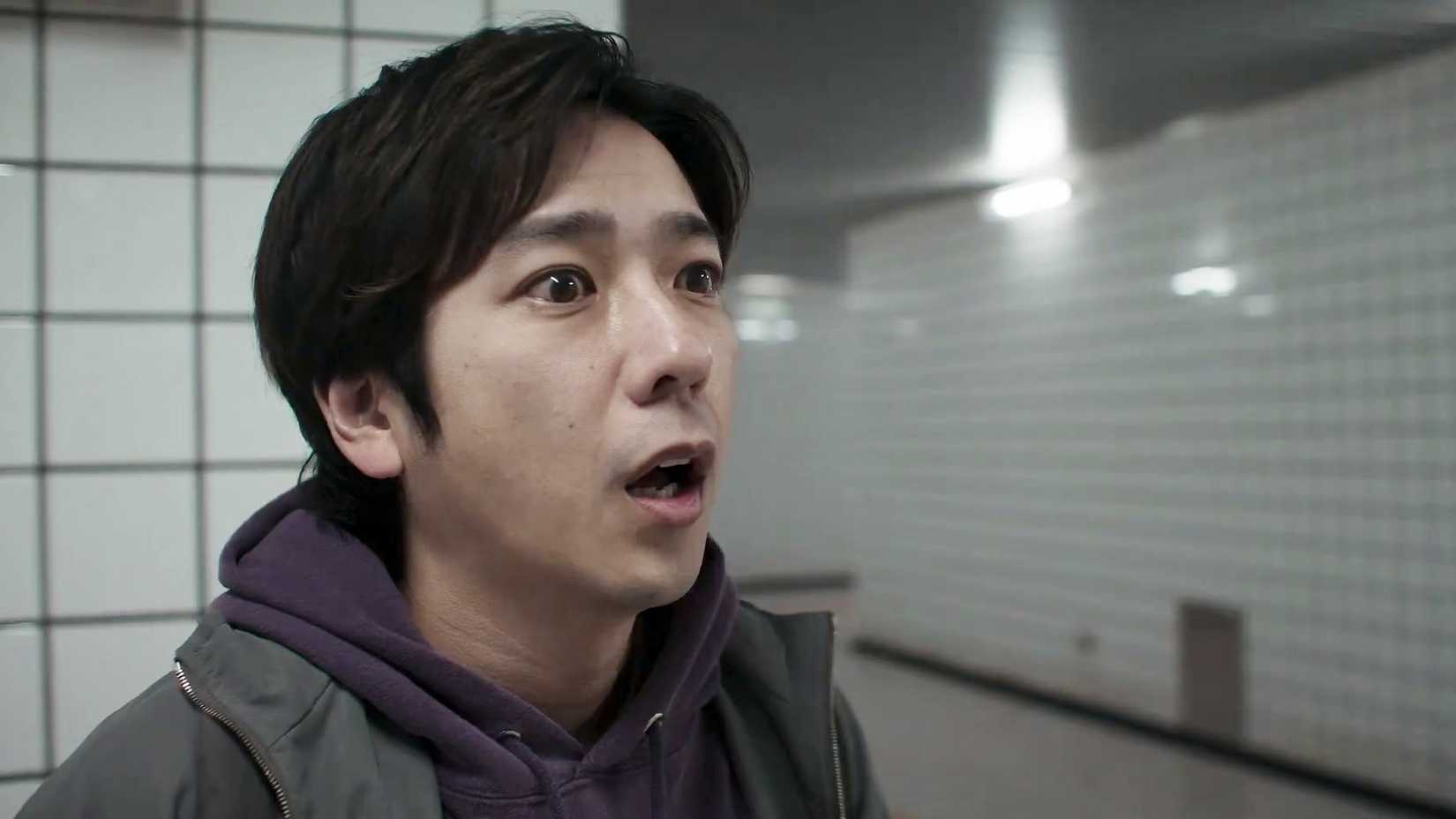 Kazunari Ninomiya wears a look of fear in a scene from Exit 8