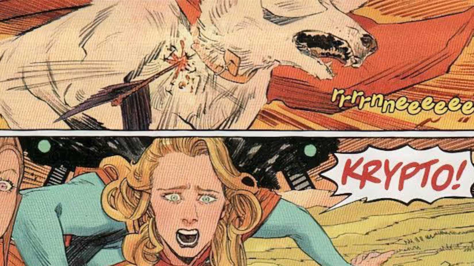 Krypto é atingido por flecha envenenada nos quadrinhos de Supergirl: Woman of Tomorrow.