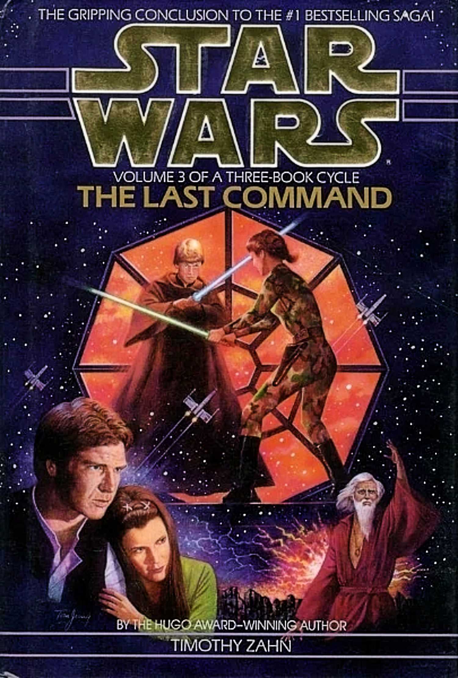 Last Command book cover, Luke and Leia in a lightsaber duel