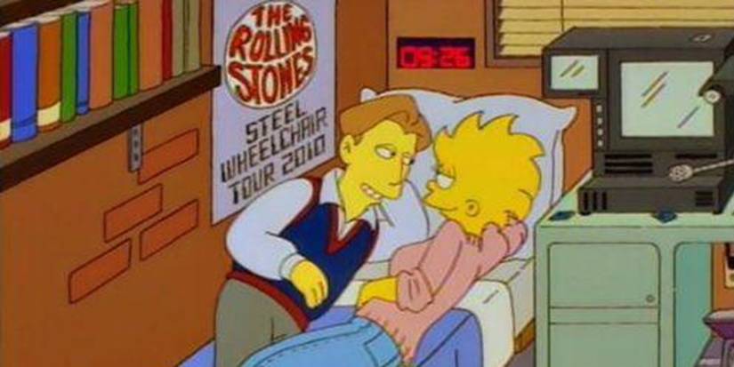 Lisa e Hugh deitados na cama em Os Simpsons