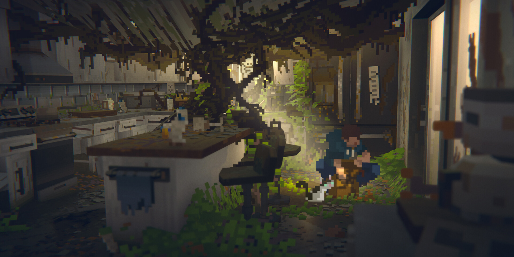 Long Gone character looting in a house