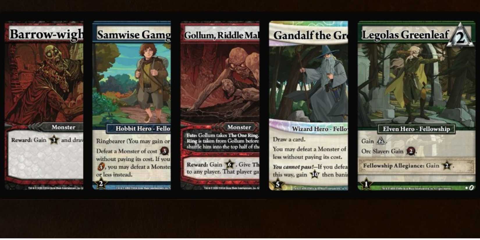 The cards from LotR Ascension