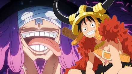 Luffy as seen on Elbaph with Loki in the background