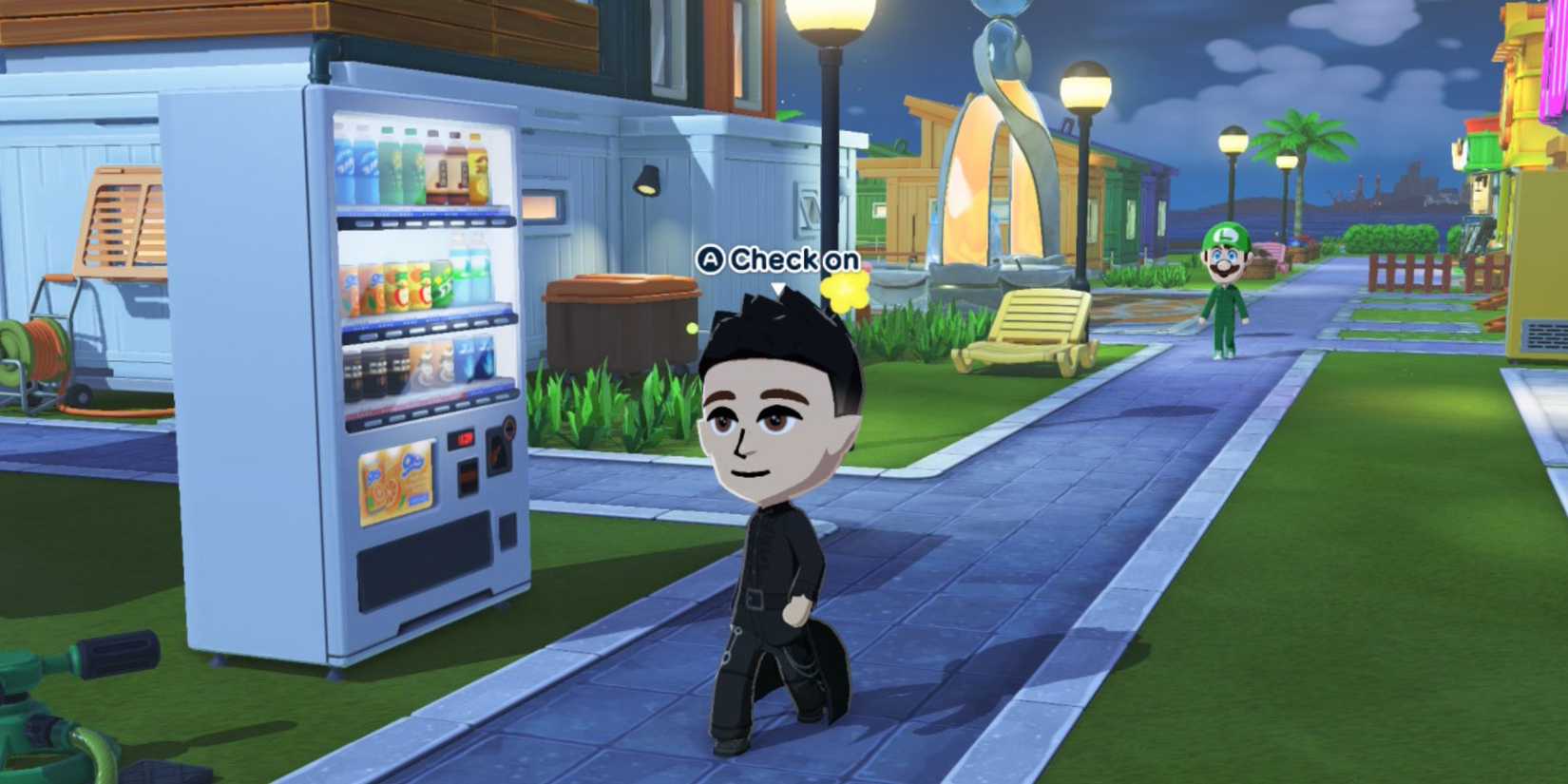 Luigi looking at Rhysand in Tomodachi Life Living The Dream