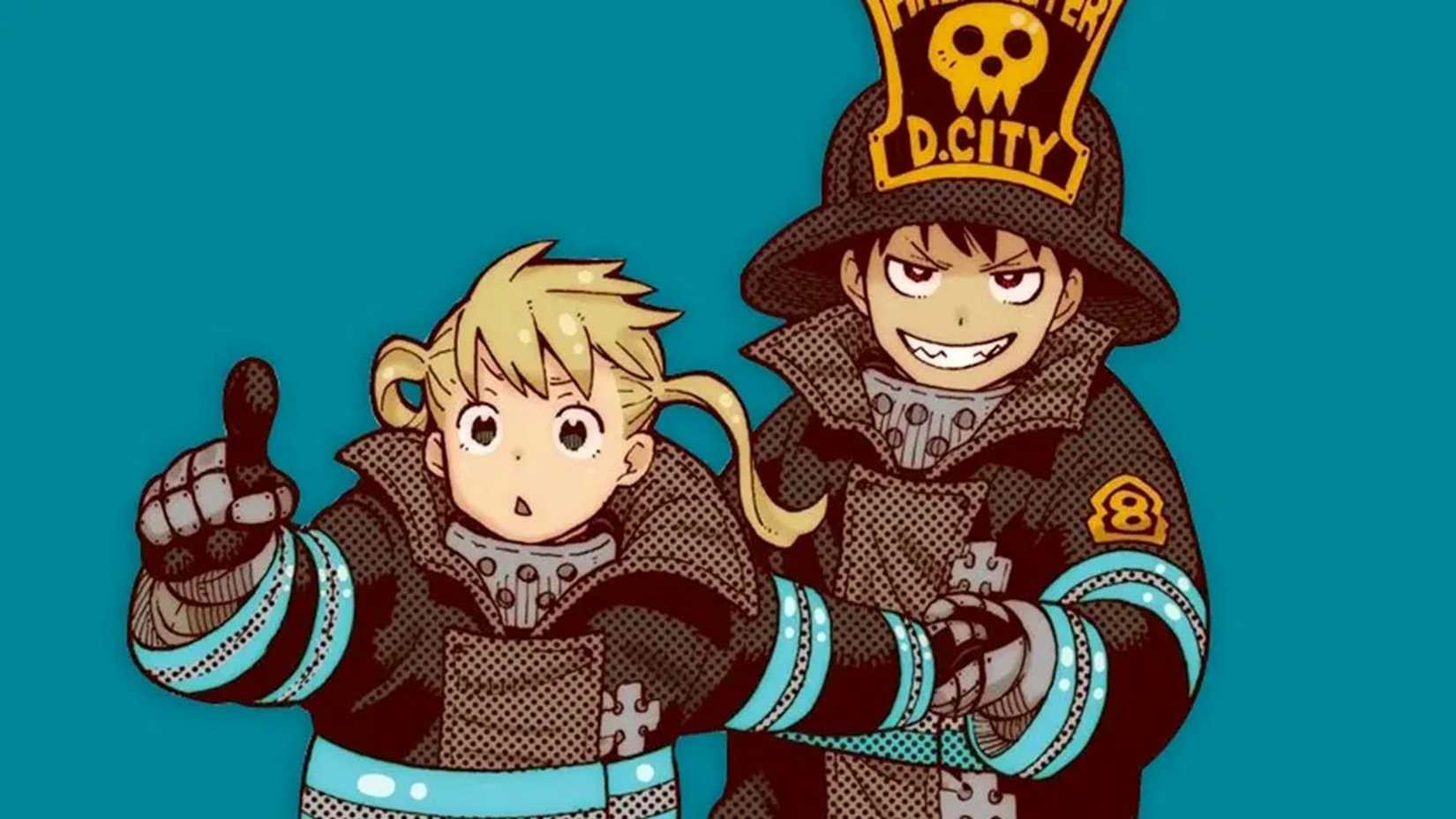 Maka Albarn from Soul Eater next to Shinra Kusakabe from Fire Force