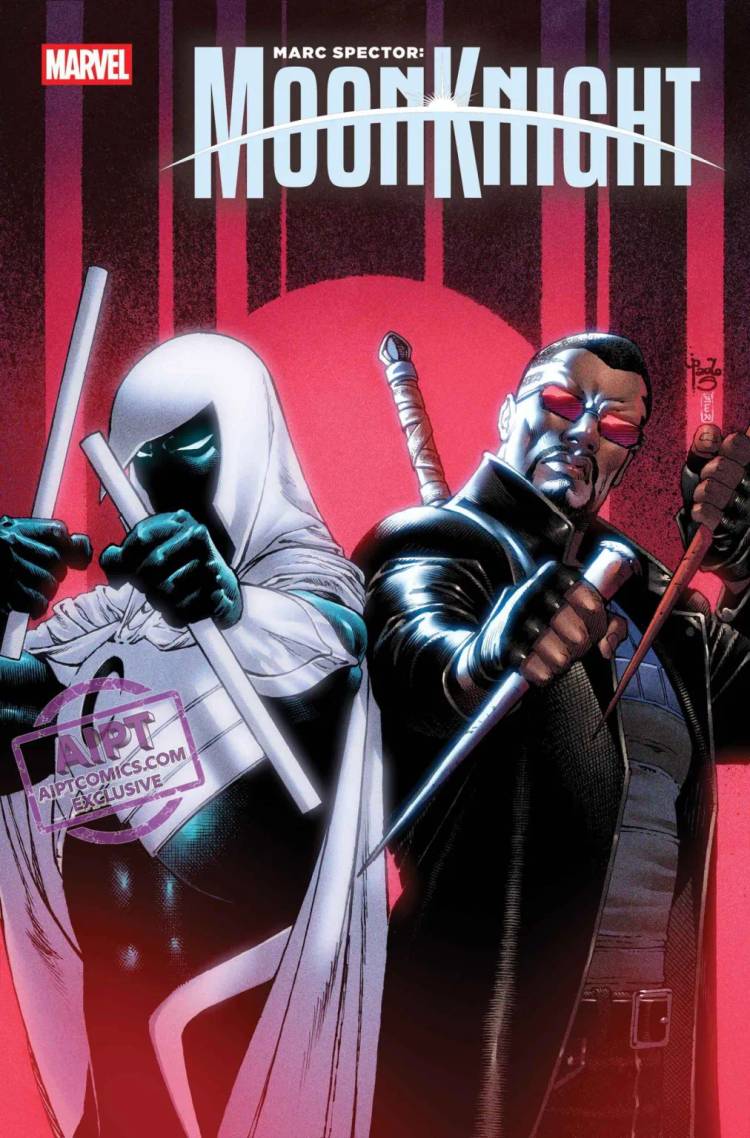 Marc Spector and Blade wield their weapons in Moon Knight cover preview