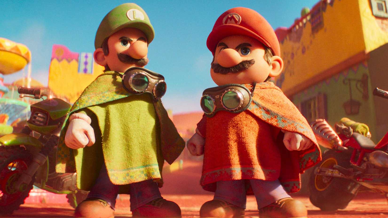 Mario e Luigi em cena de The Super Mario Galaxy Movie