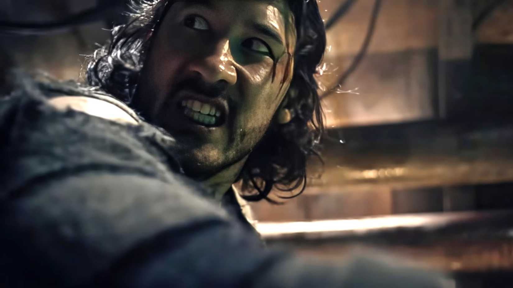 markiplier as simon gritting his teeth and looking back in iron lung