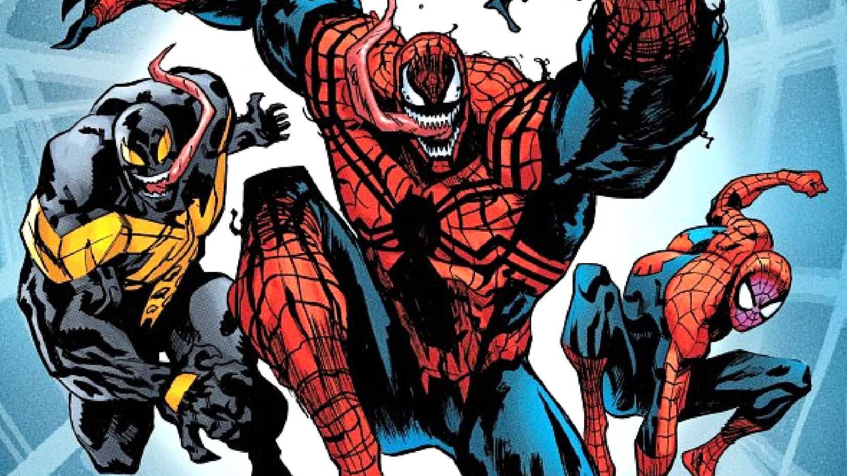 Marvel's All-Newer symbiote jumps between All-New Venom and Spider-Man in Web of Venom #1 cover art