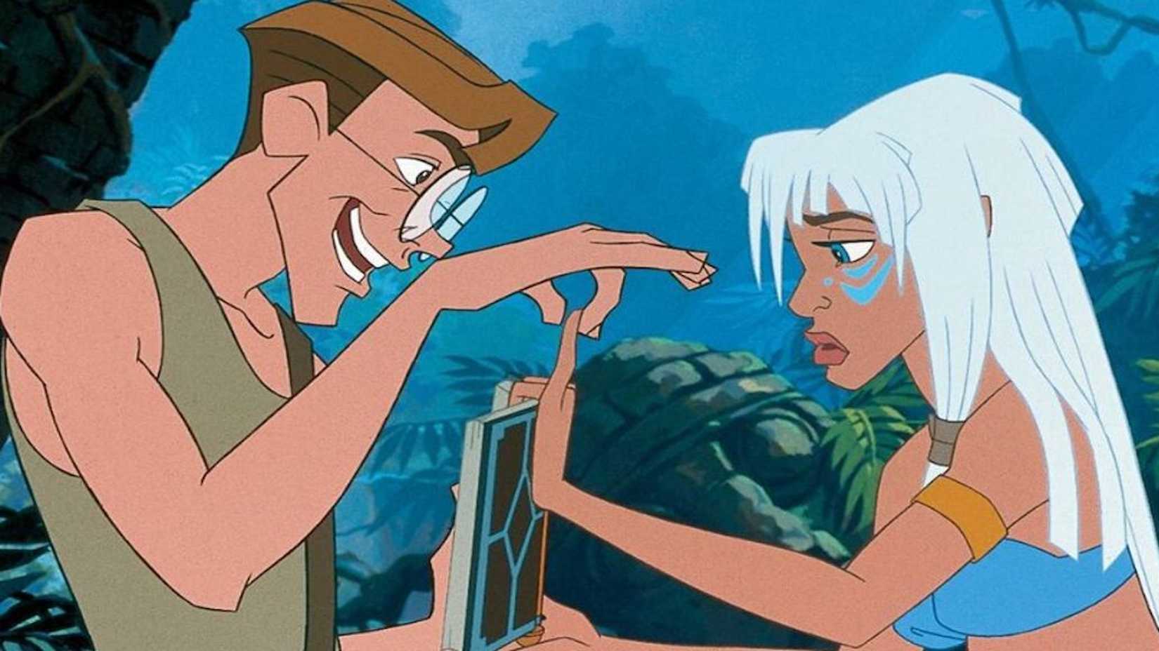 Milo holding Kida's finger in Atlantis The Lost City