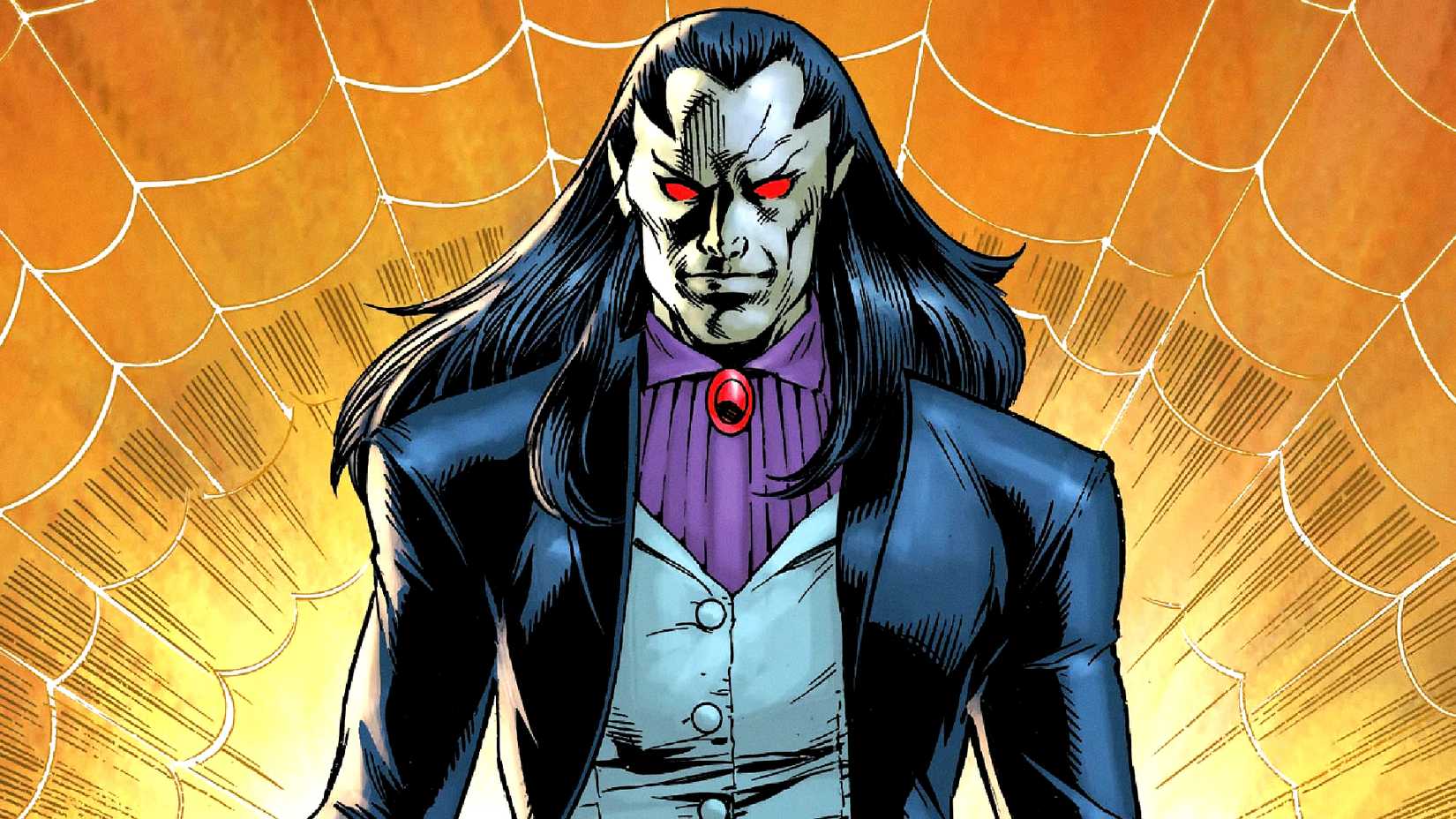 Morlun stands in front of Spider-Man's web