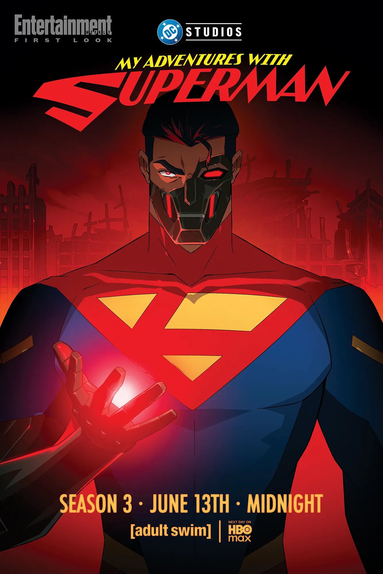 Pôster da terceira temporada de My Adventures with Superman destacando o Cyborg Superman