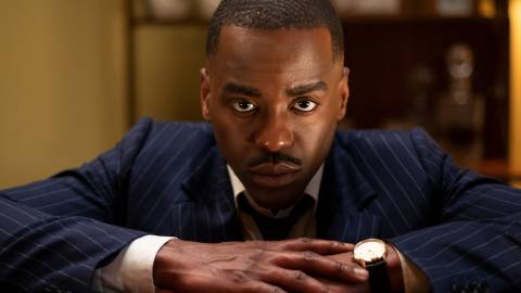 Ncuti Gatwa looks intense as the Fifteenth Doctor in Doctor Who.
