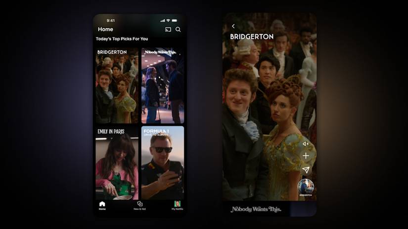 Netflix app vertical video feed preview