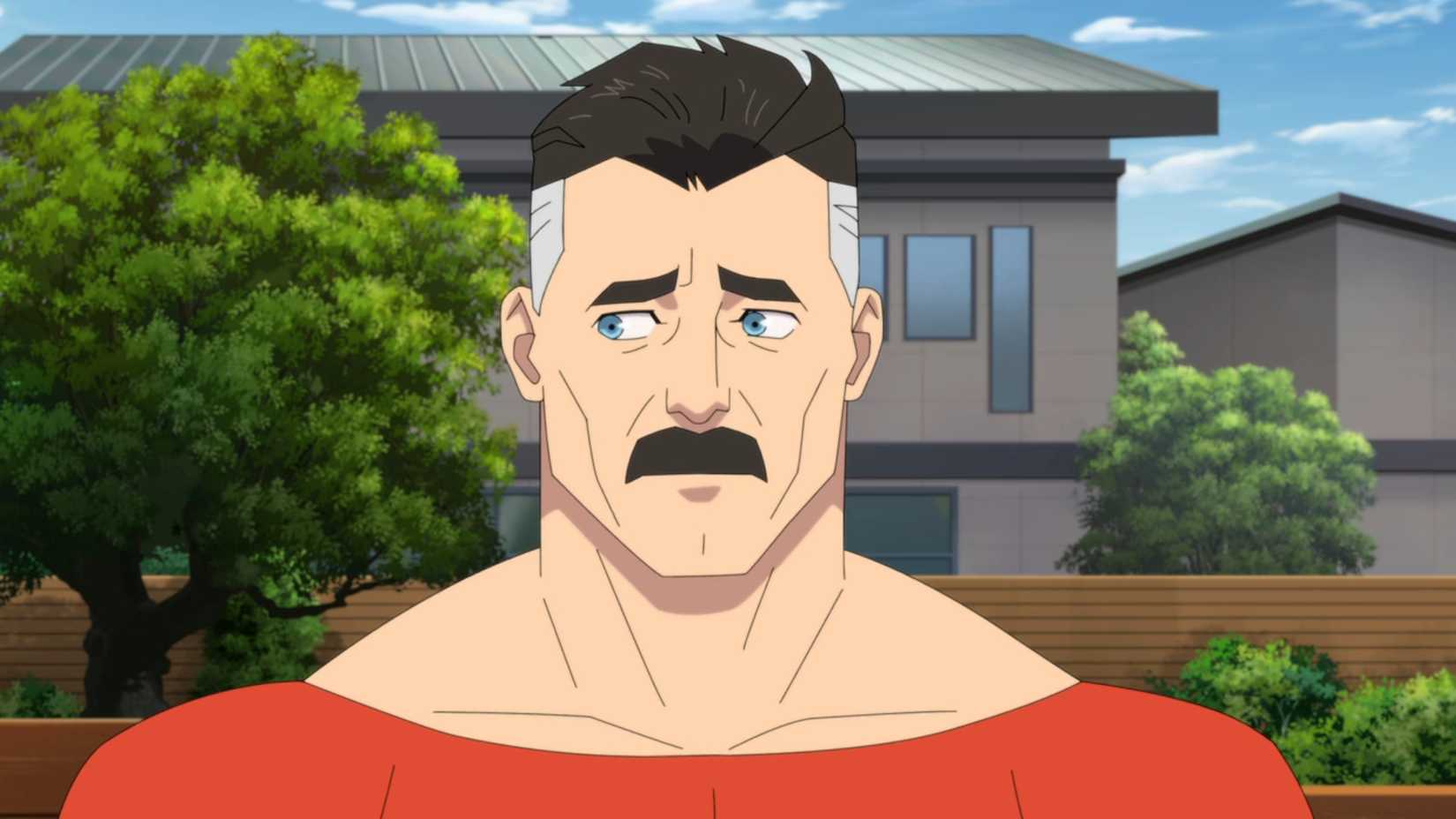 Omni-Man looks sheepish in Invincible.