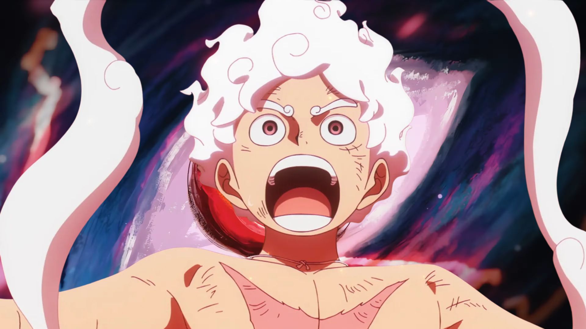 En-tête de présentation contrastant Luffy avec l'œil d'Imu
