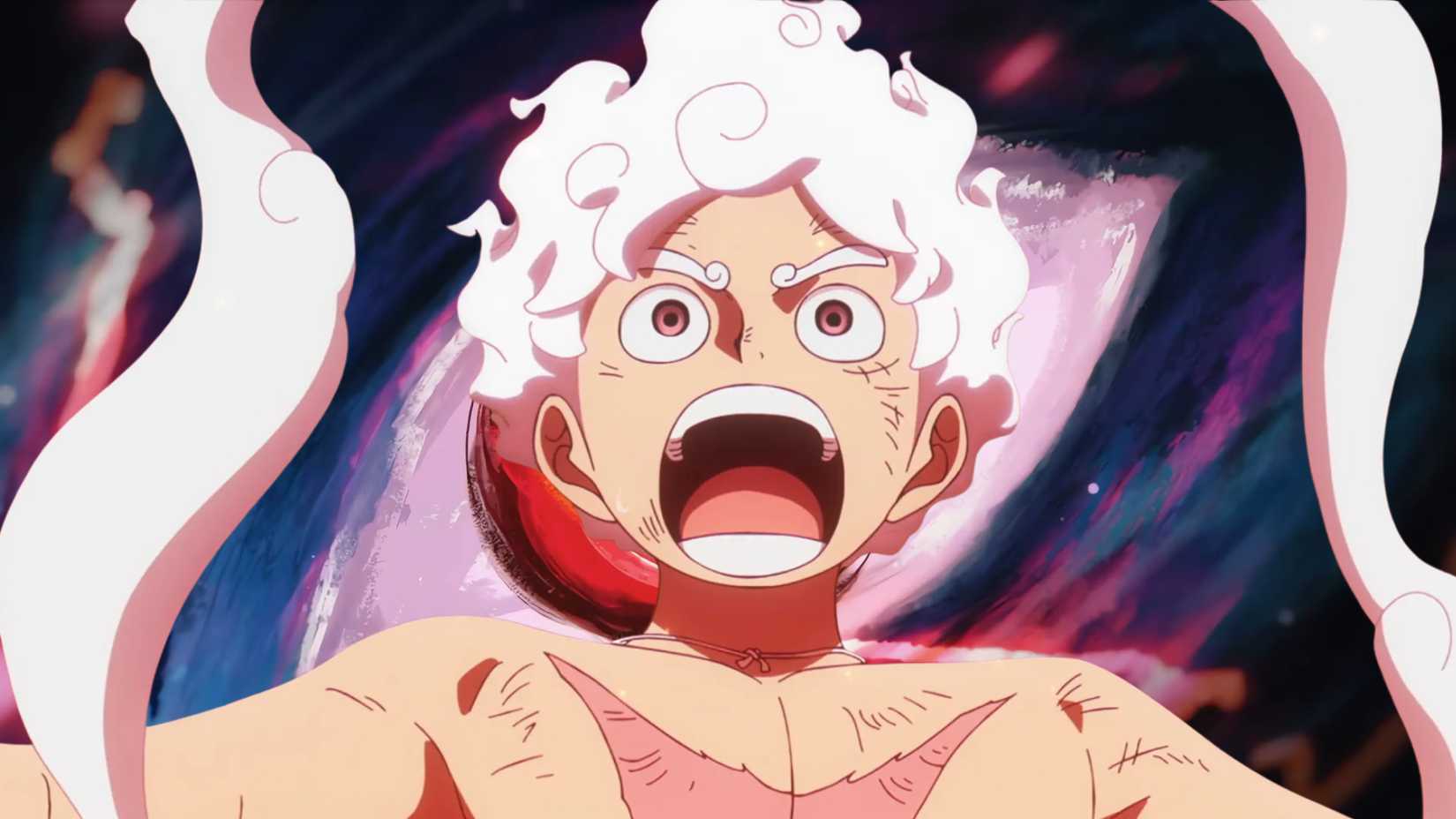 En-tête de présentation contrastant Luffy avec l'œil d'Imu