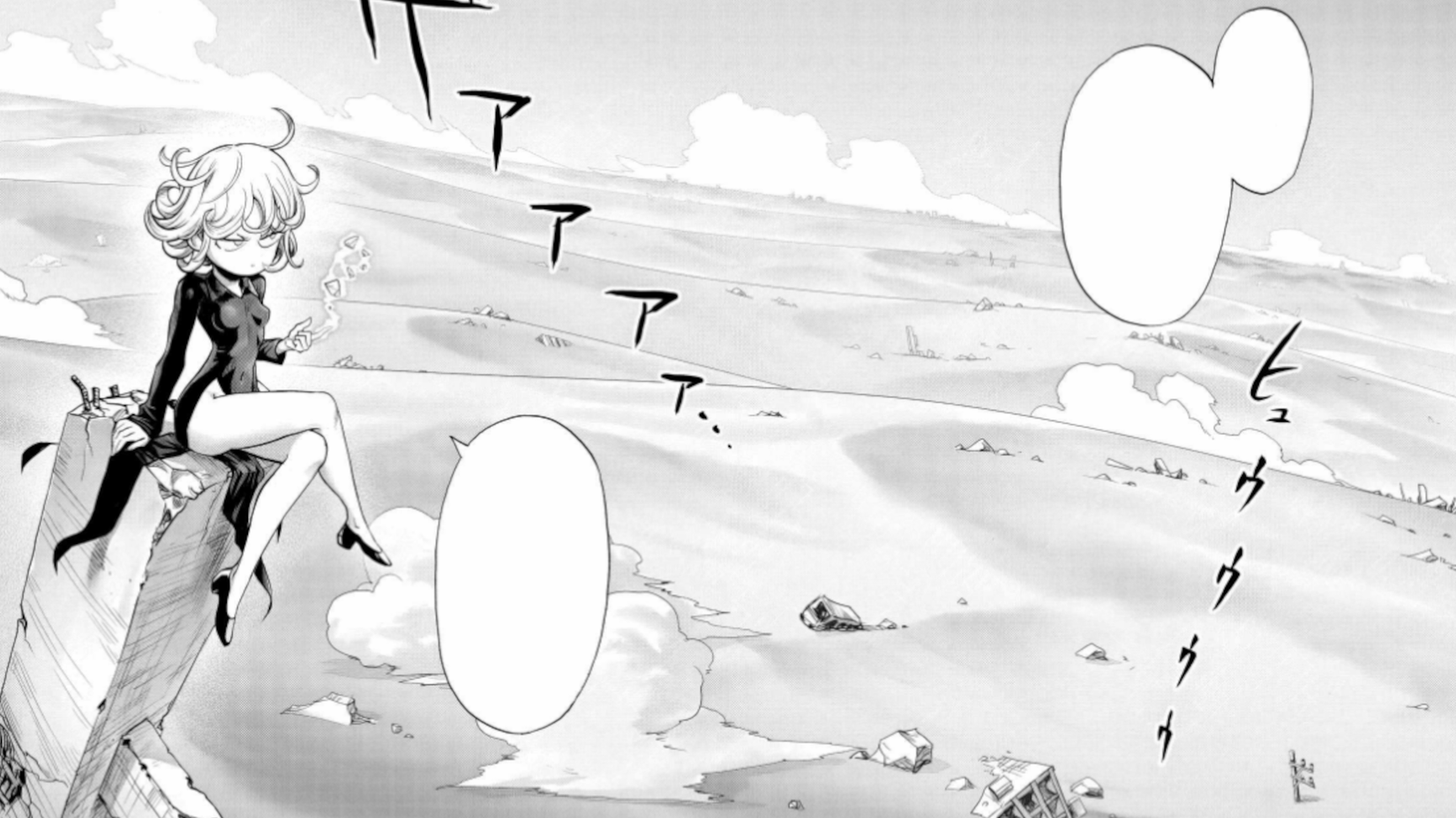 One-Punch Man chapter 228 Tatsumaki on top of City P's ruins