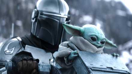 Pedro Pascal's Mando and Grogu ride on an AT-RT in The Mandalorian and Grogu