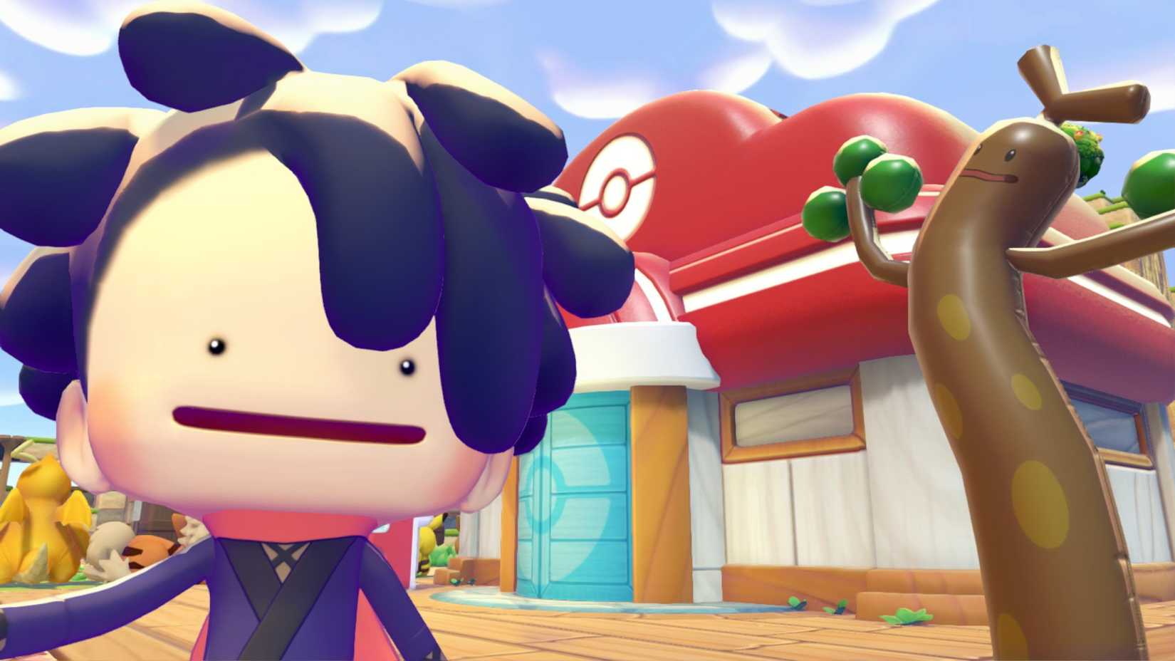 Pokopia and Statue In Front Of Pokemon Center