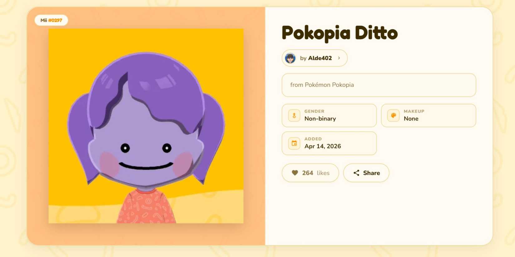 Pokopia Ditto Mii for Tomodachi Life made by Alde402