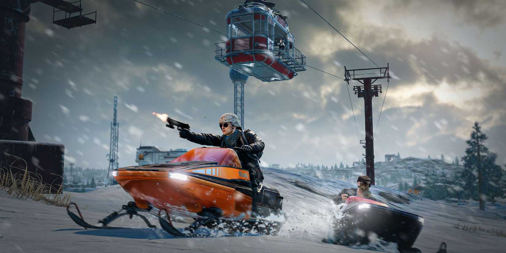Players on snowmobiles in PUBG