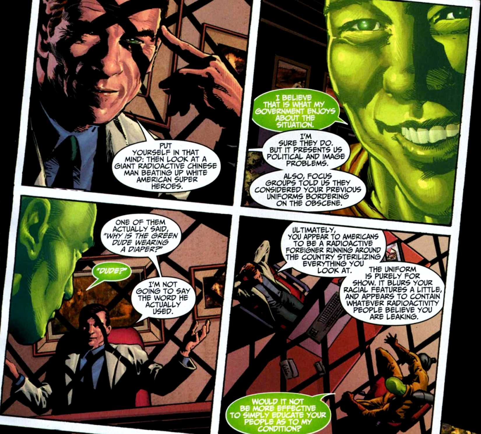 radioactive man debates his costume in thunderbolts